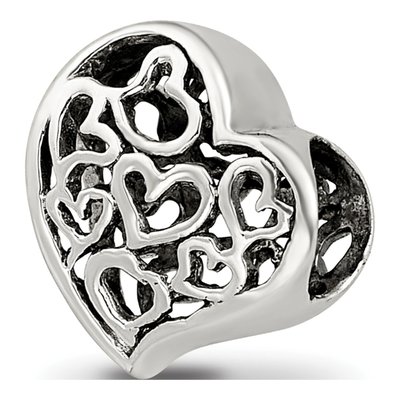 Sterling Silver Cutout Hearts Bead