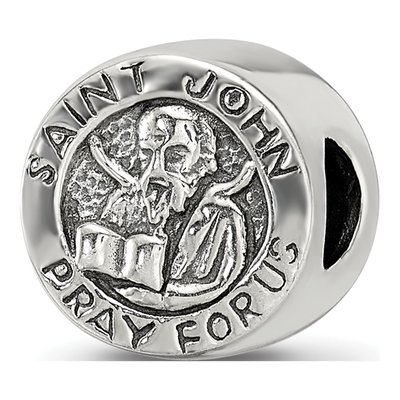 Sterling Silver Saint John Pray for Us Bead