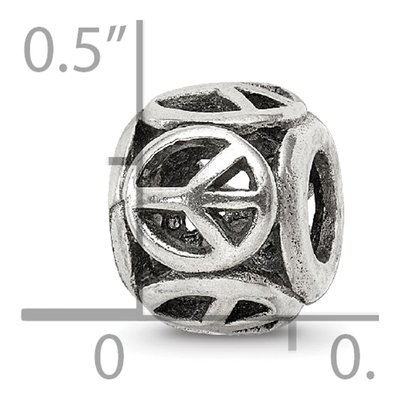 Sterling Silver Peace Sign Bead – view 4