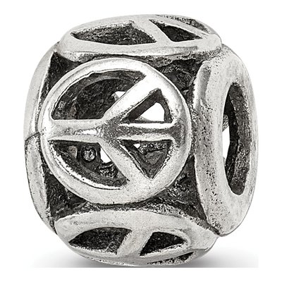 Sterling Silver Peace Sign Bead