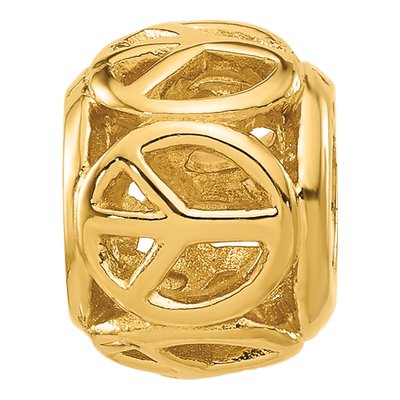 Gold-Plated Sterling Silver Peace Sign Bead – view 4