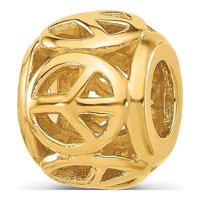 Gold-Plated Sterling Silver Peace Sign Bead – view 5