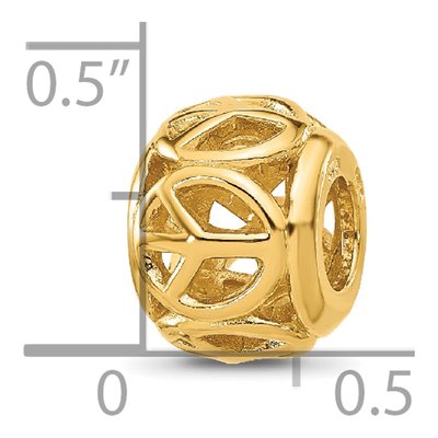 Gold-Plated Sterling Silver Peace Sign Bead – view 6