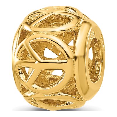 Gold-Plated Sterling Silver Peace Sign Bead