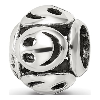 Sterling Silver Smiley Faces Bead