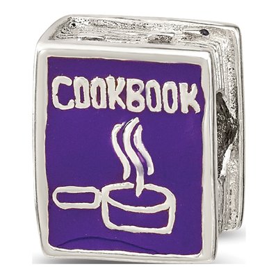 Sterling Silver Purple Enamel Cookbook Bead