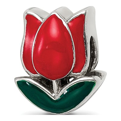 Sterling Silver Enameled Tulip Bead