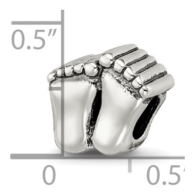 Sterling Silver Feet Bead – view 6