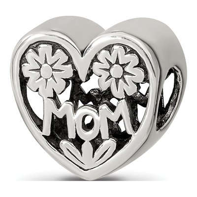 Sterling Silver Mom Heart Bead