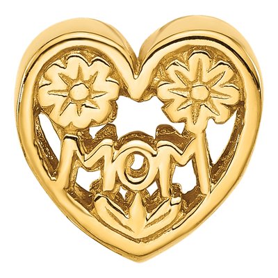 Gold-Plated Sterling Silver Floral Mom Heart Bead – view 4
