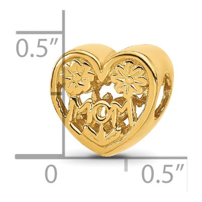 Gold-Plated Sterling Silver Floral Mom Heart Bead – view 5
