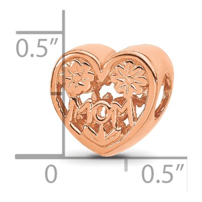 Rose Gold-Plated Sterling Silver Mom Heart Bead – view 5