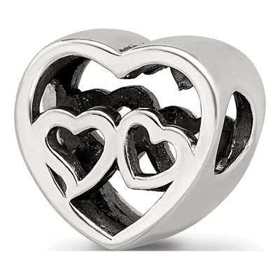 Sterling Silver Two Hearts Bead