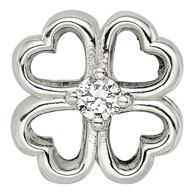 Sterling Silver CZ Four Leaf Clover Bead – view 5