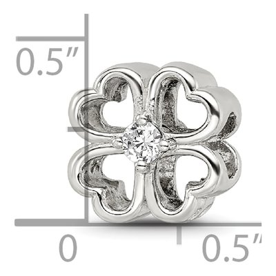 Sterling Silver CZ Four Leaf Clover Bead – view 6