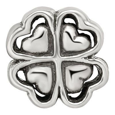Sterling Silver Four Leaf Clover Heart Bead – view 3