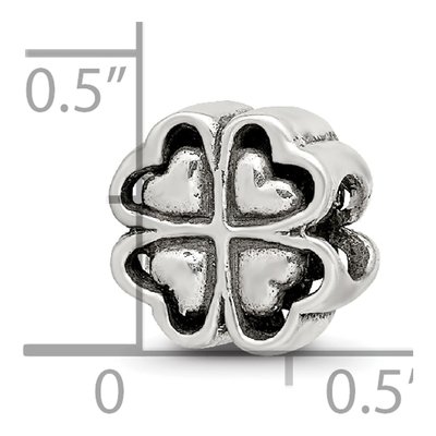 Sterling Silver Four Leaf Clover Heart Bead – view 4