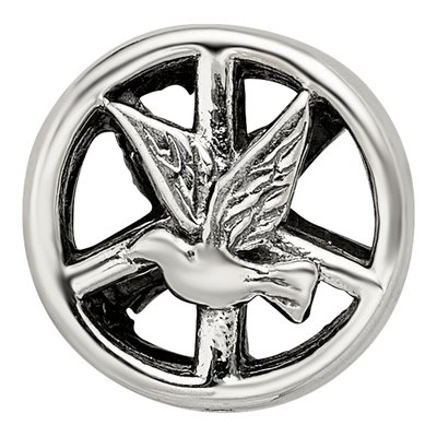 Sterling Silver Dove Peace Sign Bead – view 3