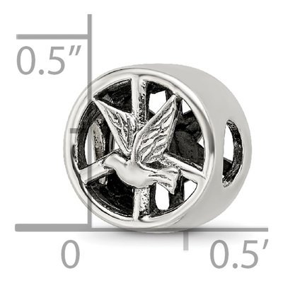 Sterling Silver Dove Peace Sign Bead – view 4