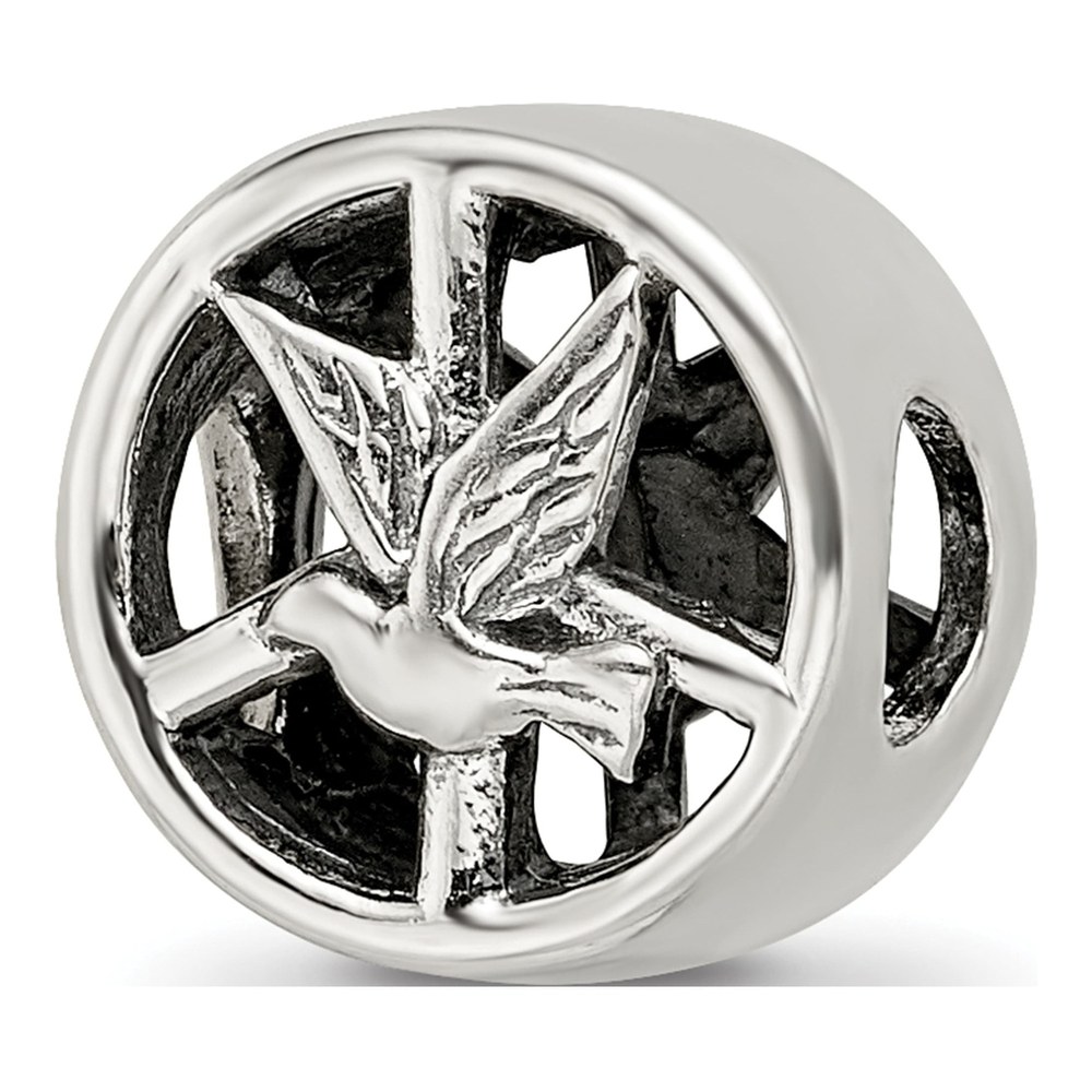 Sterling Silver Dove Peace Sign Bead