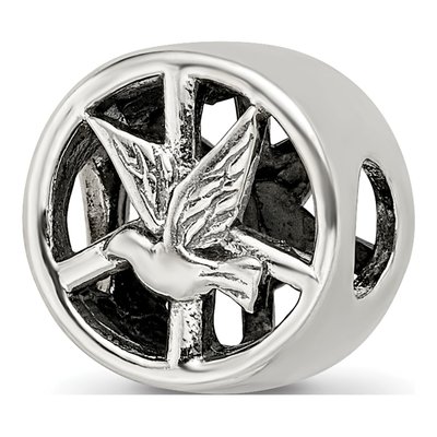 Sterling Silver Dove Peace Sign Bead