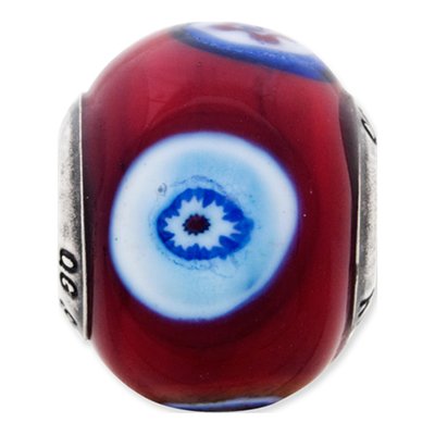 Sterling Silver Murano Dark Red Glass Bead – view 5