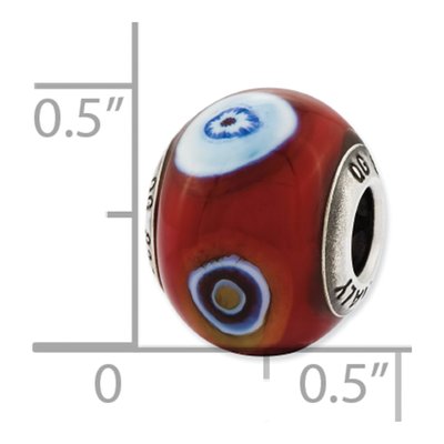 Sterling Silver Murano Dark Red Glass Bead – view 6