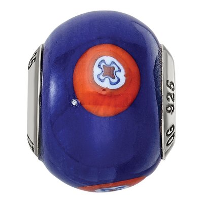 Sterling Silver Blue Murano Glass Bead – view 5