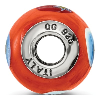 Sterling Silver Murano Glass Orange Bead – view 2