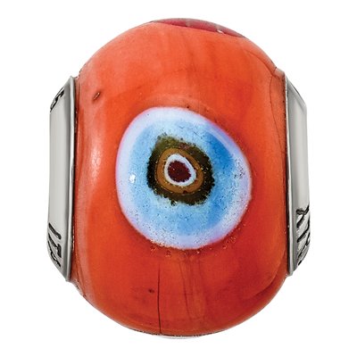 Sterling Silver Murano Glass Orange Bead – view 4