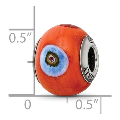 Sterling Silver Murano Glass Orange Bead – view 5