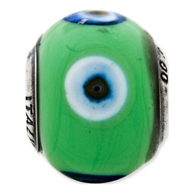 Sterling Silver Green Murano Glass Bead – view 5