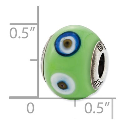 Sterling Silver Green Murano Glass Bead – view 6