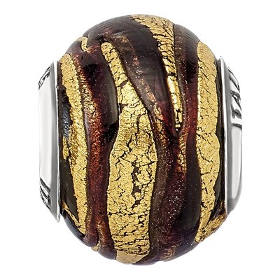Sterling Silver Murano Glass Brown Bead – view 3