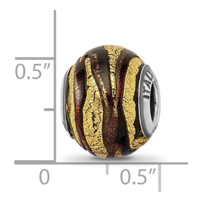 Sterling Silver Murano Glass Brown Bead – view 5