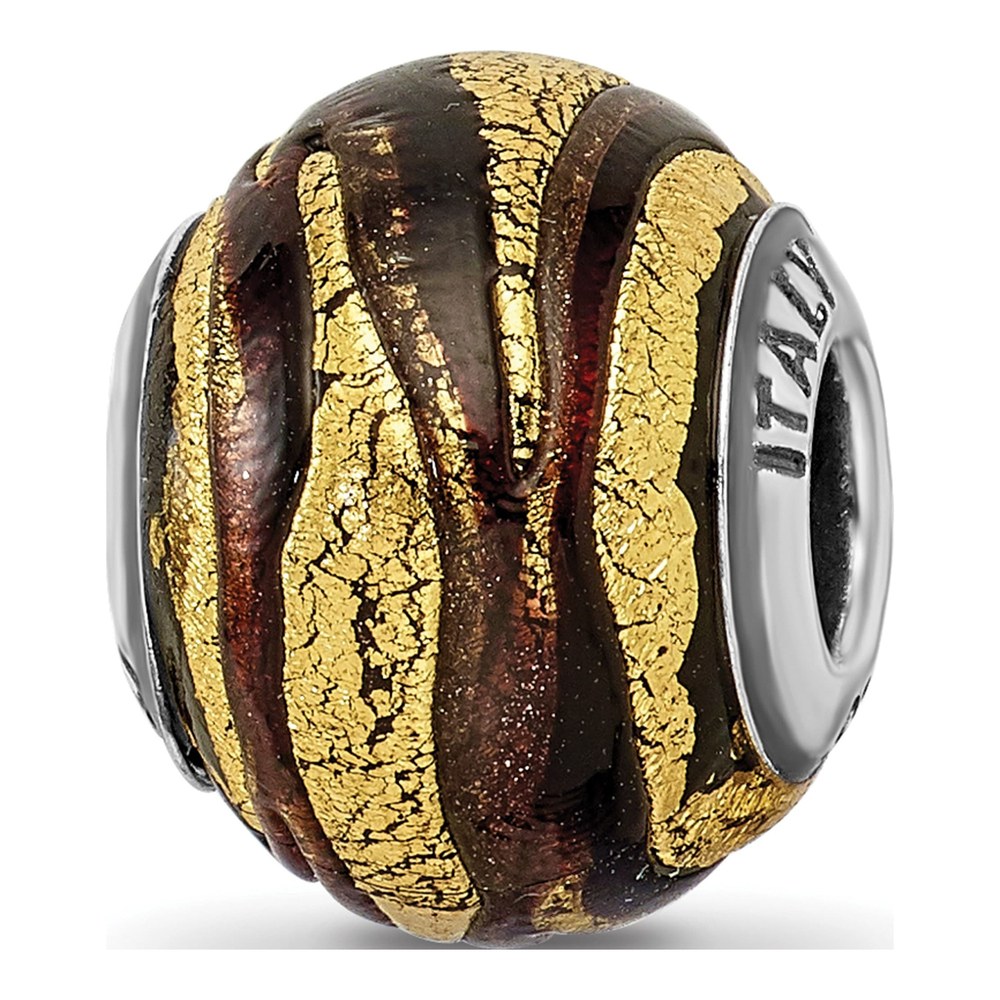 Sterling Silver Murano Glass Brown Bead