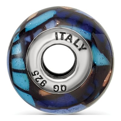 Sterling Silver Blue Overlay Glass Bead – view 4