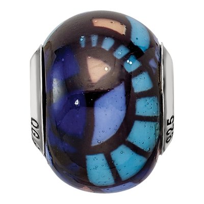 Sterling Silver Blue Overlay Glass Bead – view 6