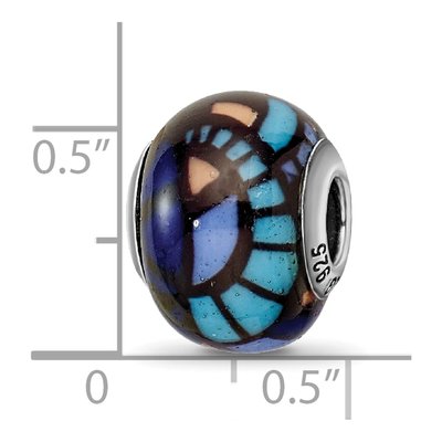 Sterling Silver Blue Overlay Glass Bead – view 7