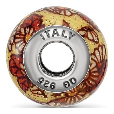 Sterling Silver Floral Glass Bead – view 4