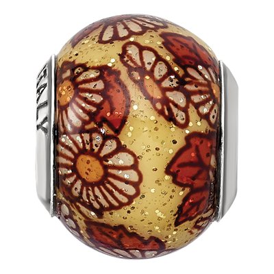 Sterling Silver Floral Glass Bead – view 5