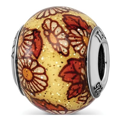 Sterling Silver Floral Glass Bead