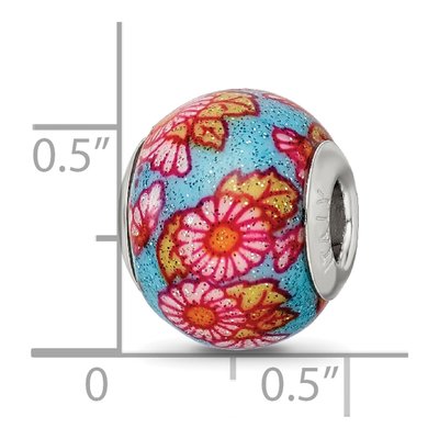 Sterling Silver Multicolor Floral Glass Bead – view 7