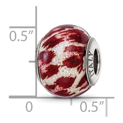 Sterling Silver Pink Brown Glitter Glass Bead – view 5