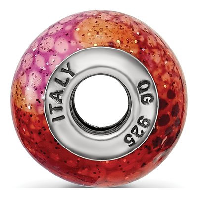 Sterling Silver Pink Orange Python Glass Bead – view 4