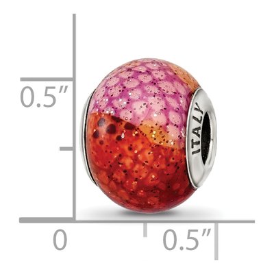 Sterling Silver Pink Orange Python Glass Bead – view 7