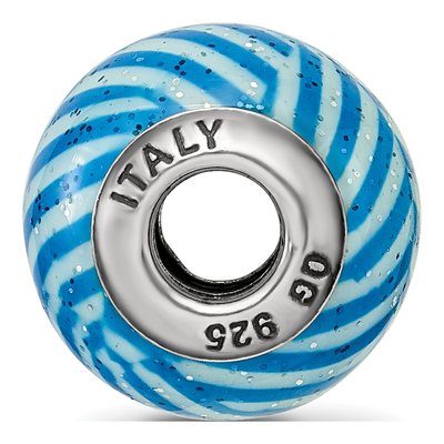 Sterling Silver Blue Glitter Glass Bead – view 4