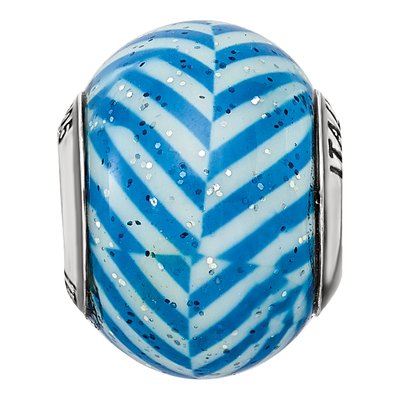 Sterling Silver Blue Glitter Glass Bead – view 6