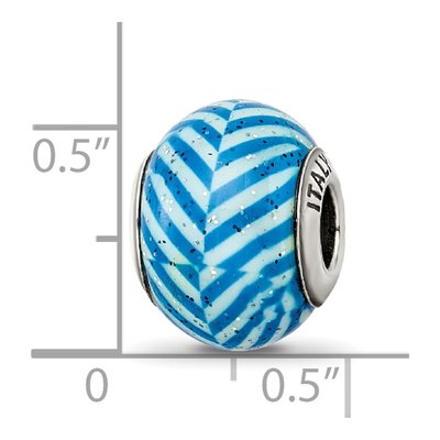 Sterling Silver Blue Glitter Glass Bead – view 7