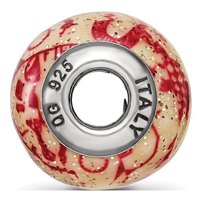 Sterling Silver Red Glass Bead – view 4